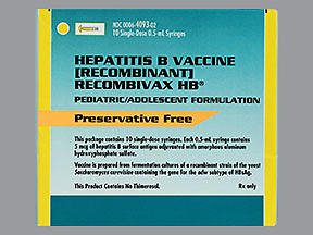 Hepatitis B Vaccine Recombivax HB® Pediatric / Adolescent, 0 to 19 Years of Age 5 mcg / 0.5 mL Injection Prefilled Syringe 0.5 mL by Merck Sharp & Dohme Corporation  ID 00006-4093-02